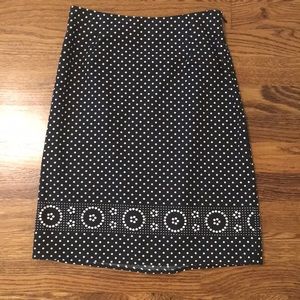 Black And White Pencil Skirt Polka Dotted